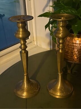 Brass Candlestick Pair - Home Accents